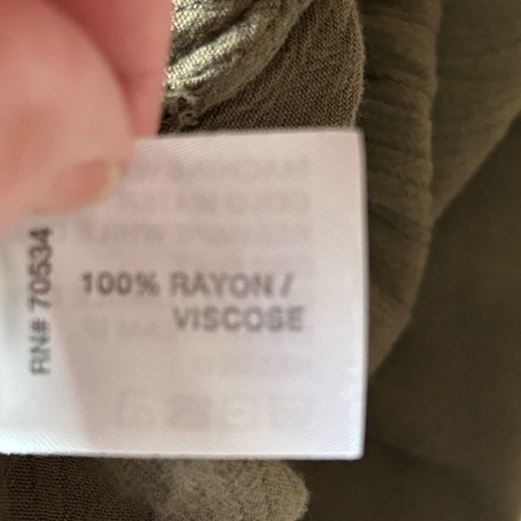 Ladies Army Green Boho Embroidered Top ORVIS Short Sleeve - Picture 7 of 9